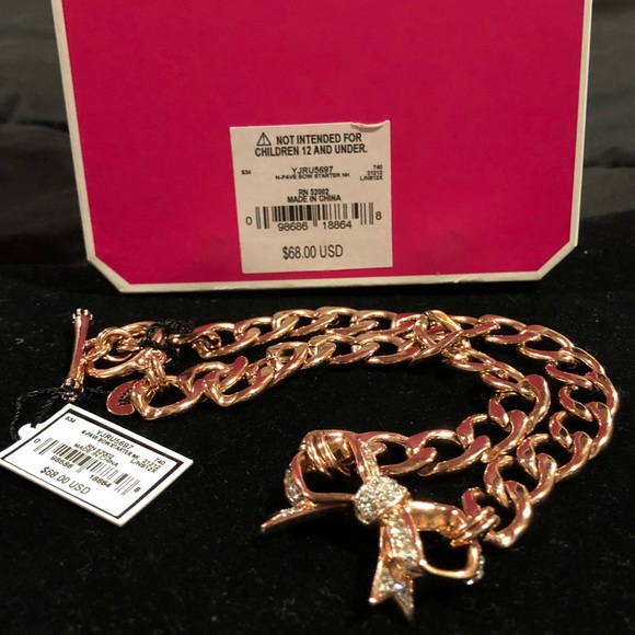 Juicy Couture Jewelry - Juicy Couture Paved Rose Gold Bow Necklace